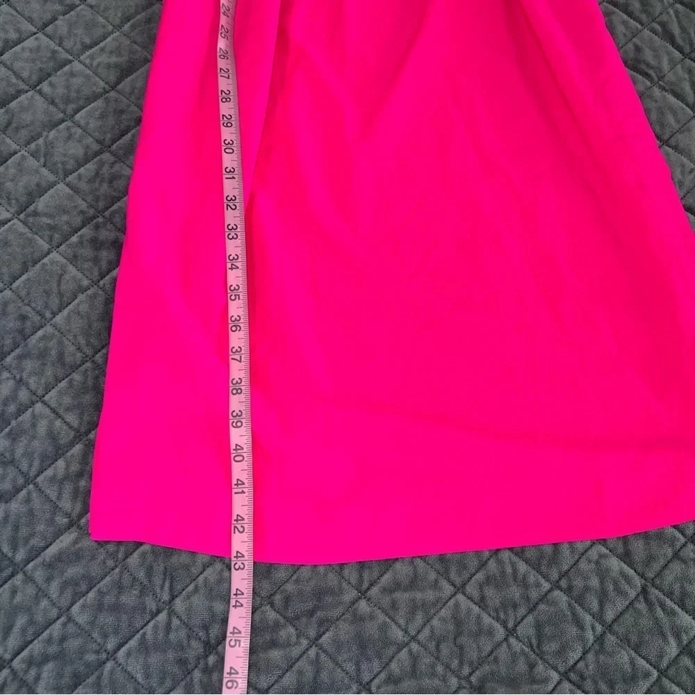 J. Crew Midi Dress Women’s Size 2 Button Back Hot Pink Sleeveless Slit Sides B24